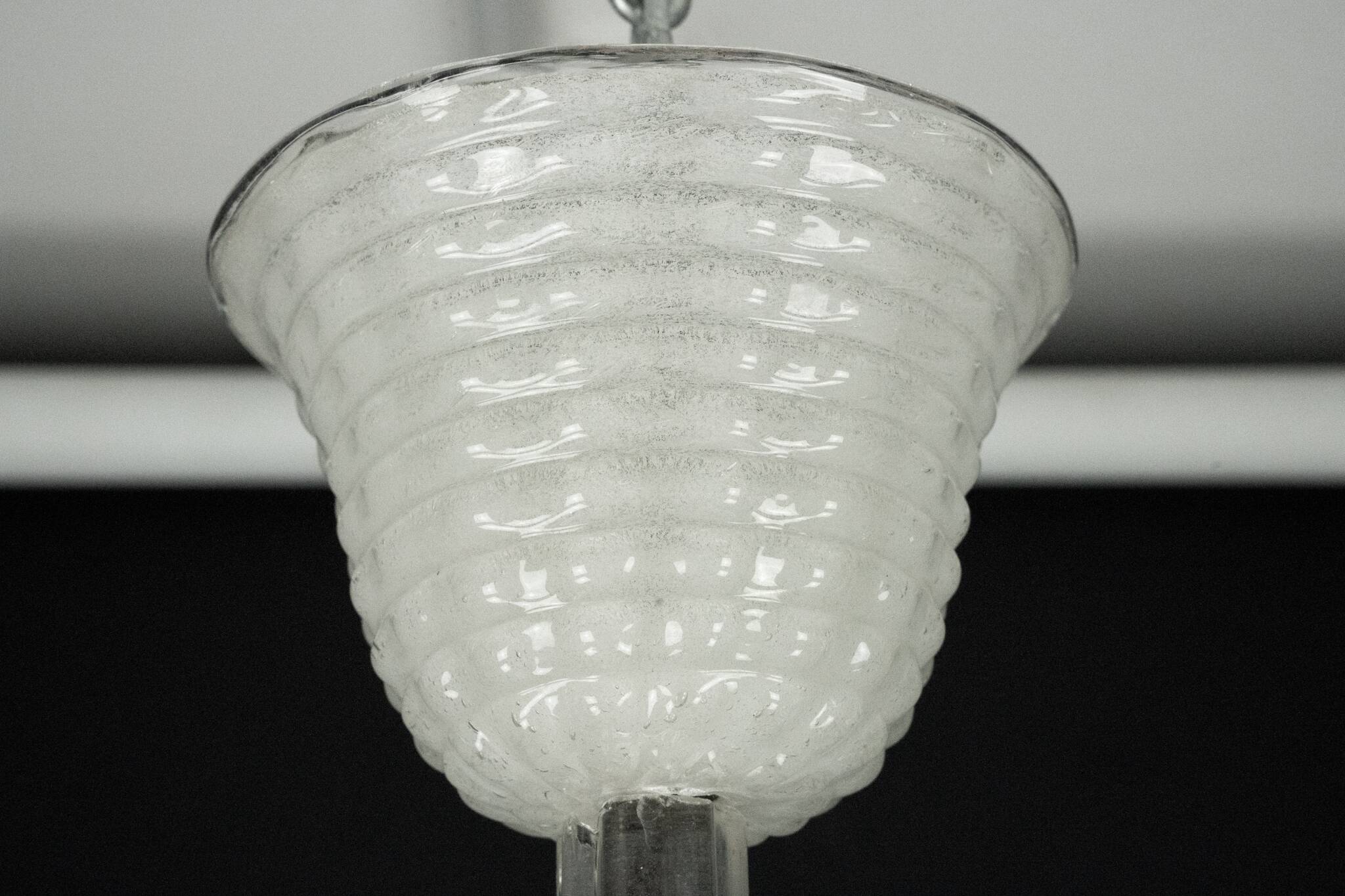 Rare Art Deco Ercole Barovier chandelier in  Murano glass. Italy 1940