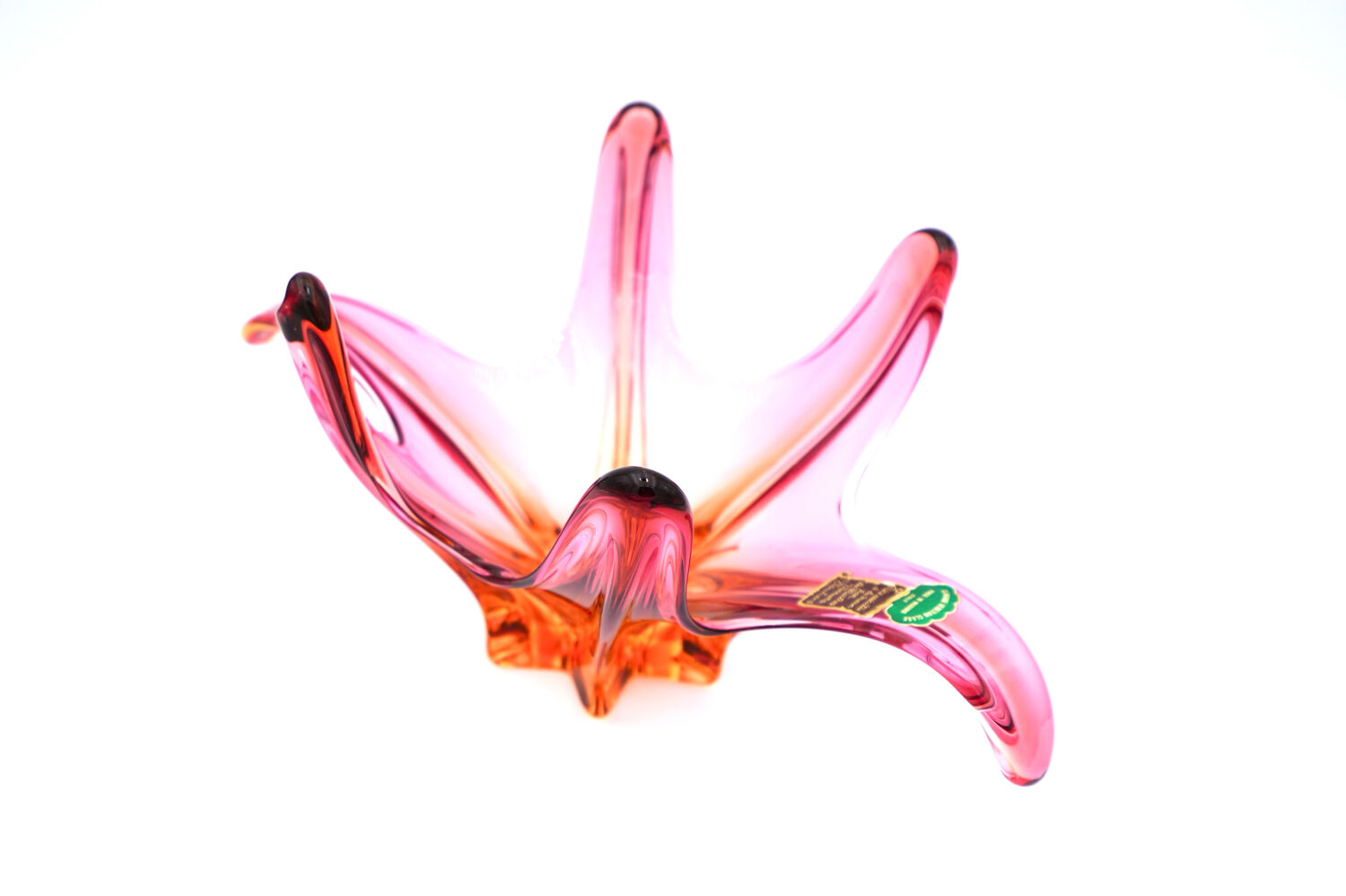 "Starfish" bowl by Murano – Fuchsia Pink & Amber – Circa 1960