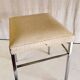 Tabouret vintage en métal chromé et similicuir blanc - mid. XXeme