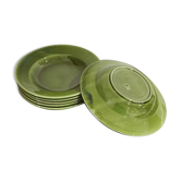 6 assiettes creuses en céramique émaillée vernissée vert