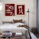 Pair of giclee prints, abstract burgundy set of two, 50x70cm
