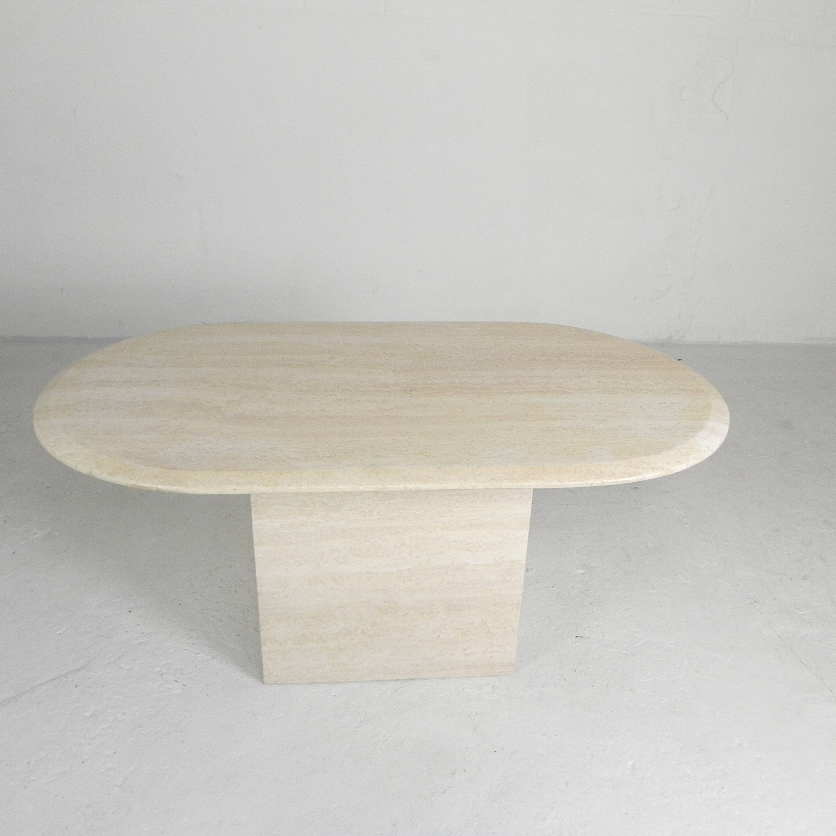 Mid-Century travertine coffee table with an oval top, 1970s.