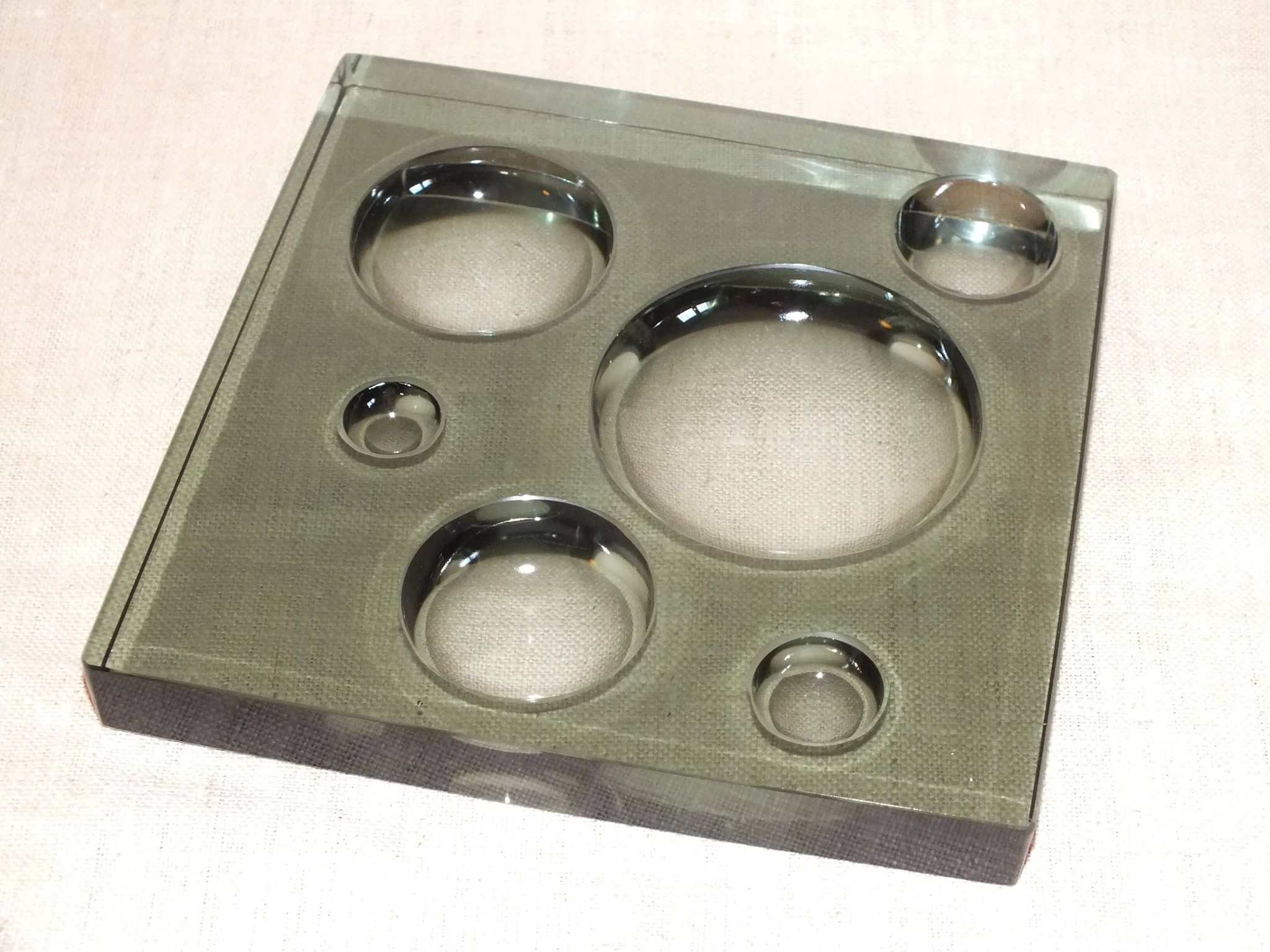 Empty pocket tile in smoked glass 1970 Scandinavian style