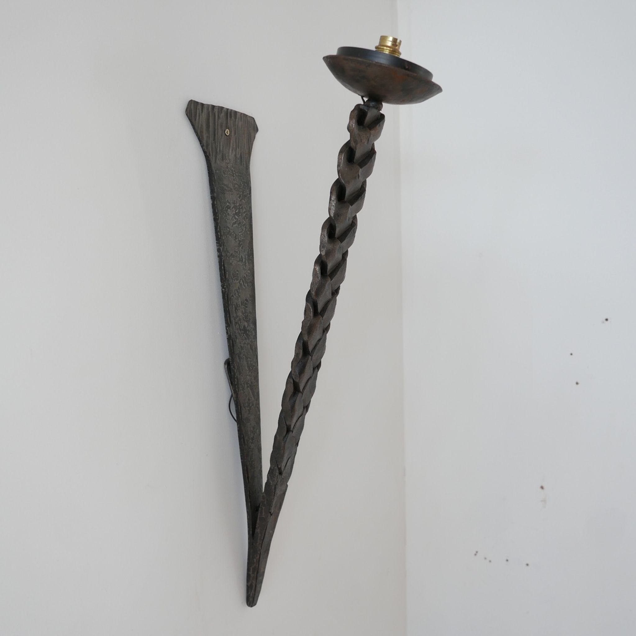 Brutalist Mid-Century Iron Wall Light