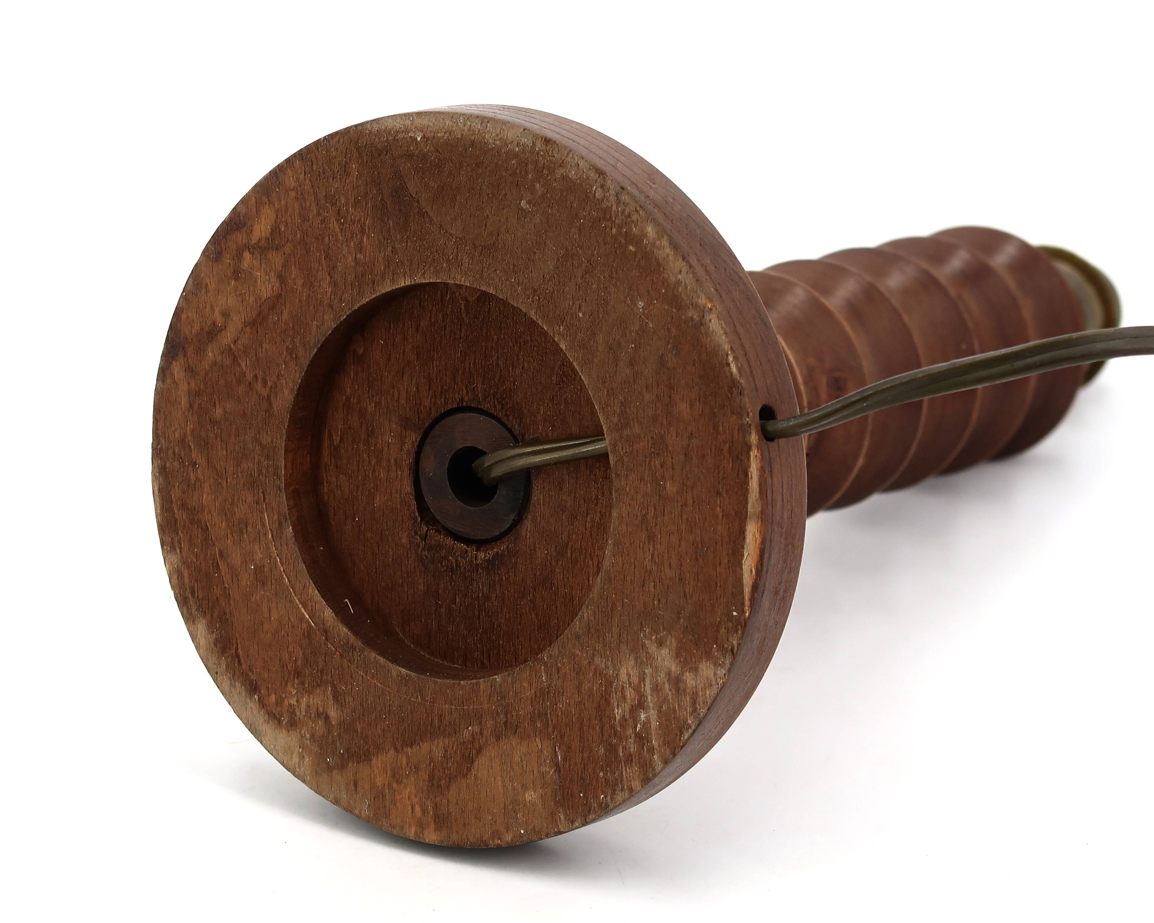 Dark wood column lamp by Charles Dudouyt, Brancusi style from the 1940s.