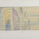 Painting interior design Notre-Dame de Paris stained glass