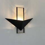 Vintage postmodernist wall lamp, metal and glass, France 1980