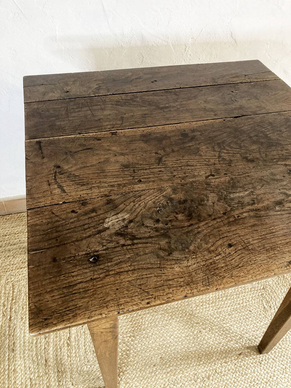 Square farmhouse table in solid oak