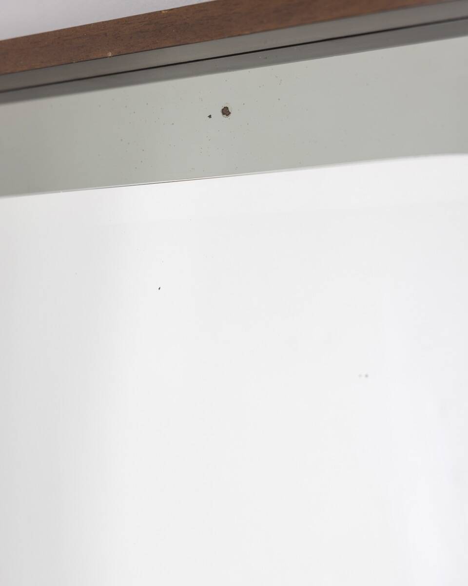 VINTAGE 1960S WALL MIRROR IN WOOD AND SMOKED GLASS, ITALIAN DESIGN