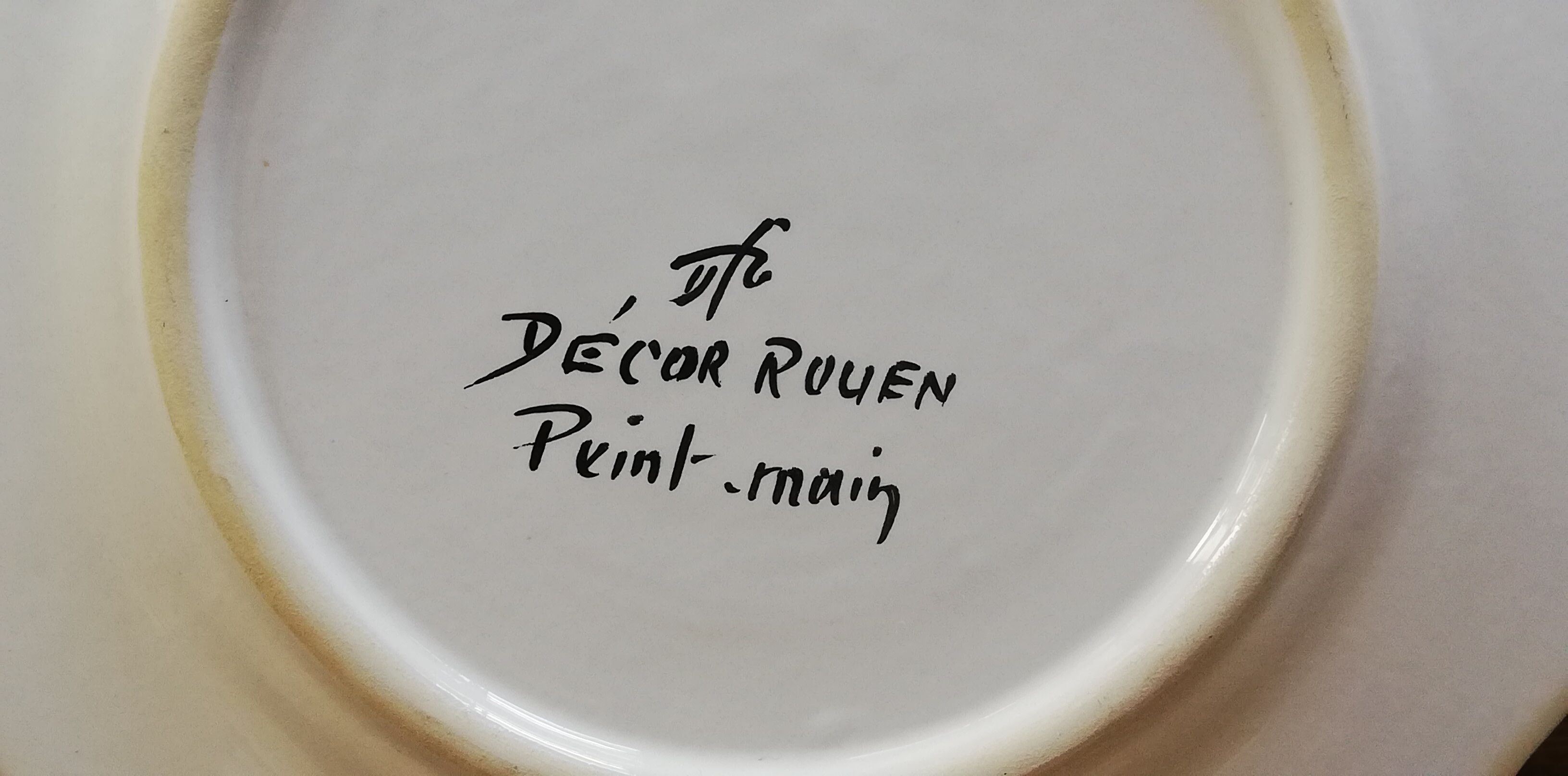 Collection plate Vieux Rouen signed handmade