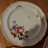 10 dessert plates painted decorated with flowers, insects (all different)