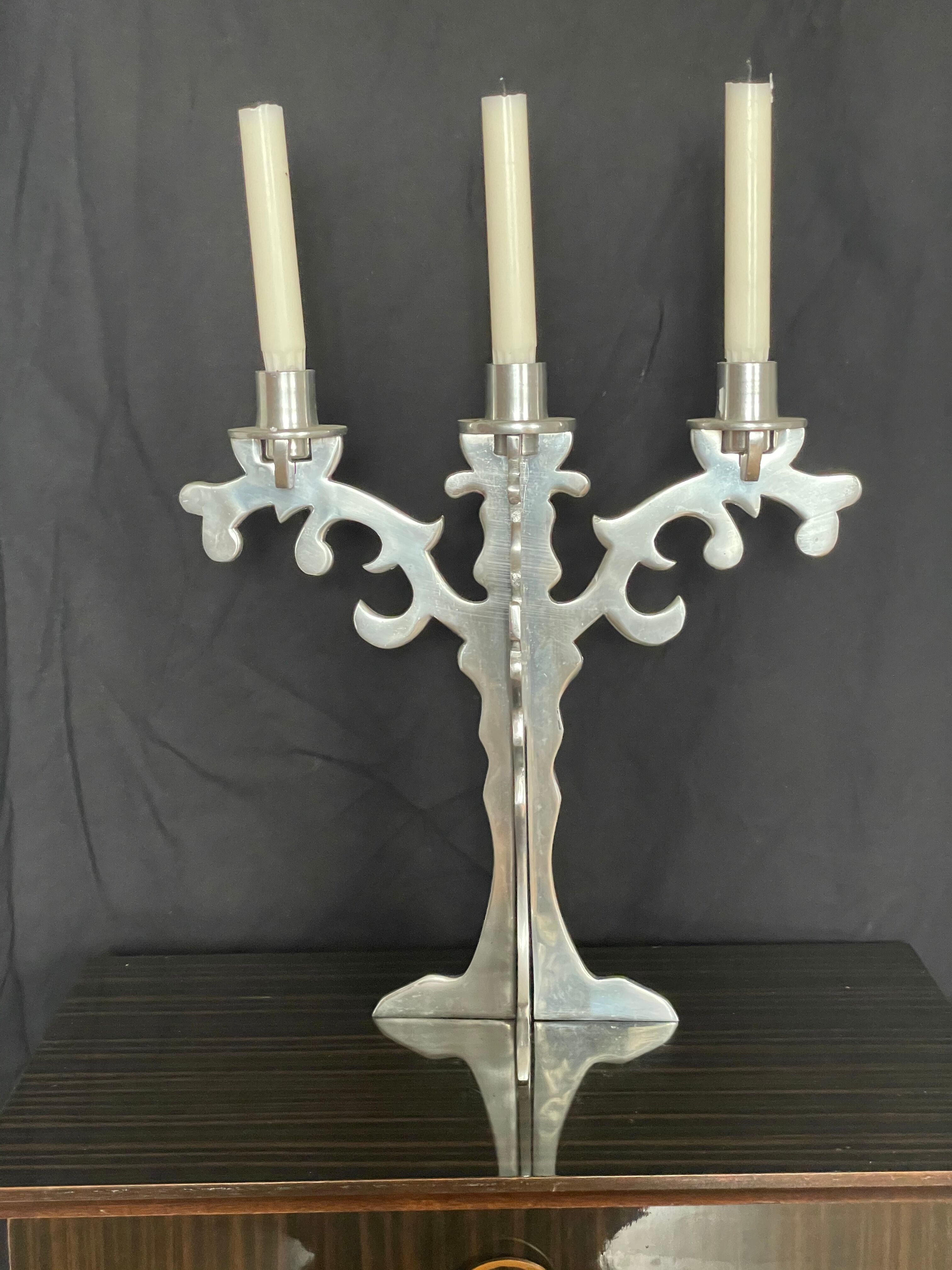 Removable stainless steel metal chandelier 3 branches
