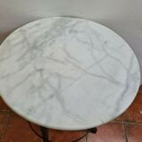 Iron pedestal table and marble top