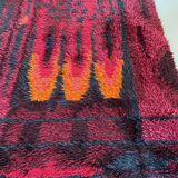 Original Abstract Scandinavian High Pile Abstract Rya Rug Carpet, Sweden, 1960s
