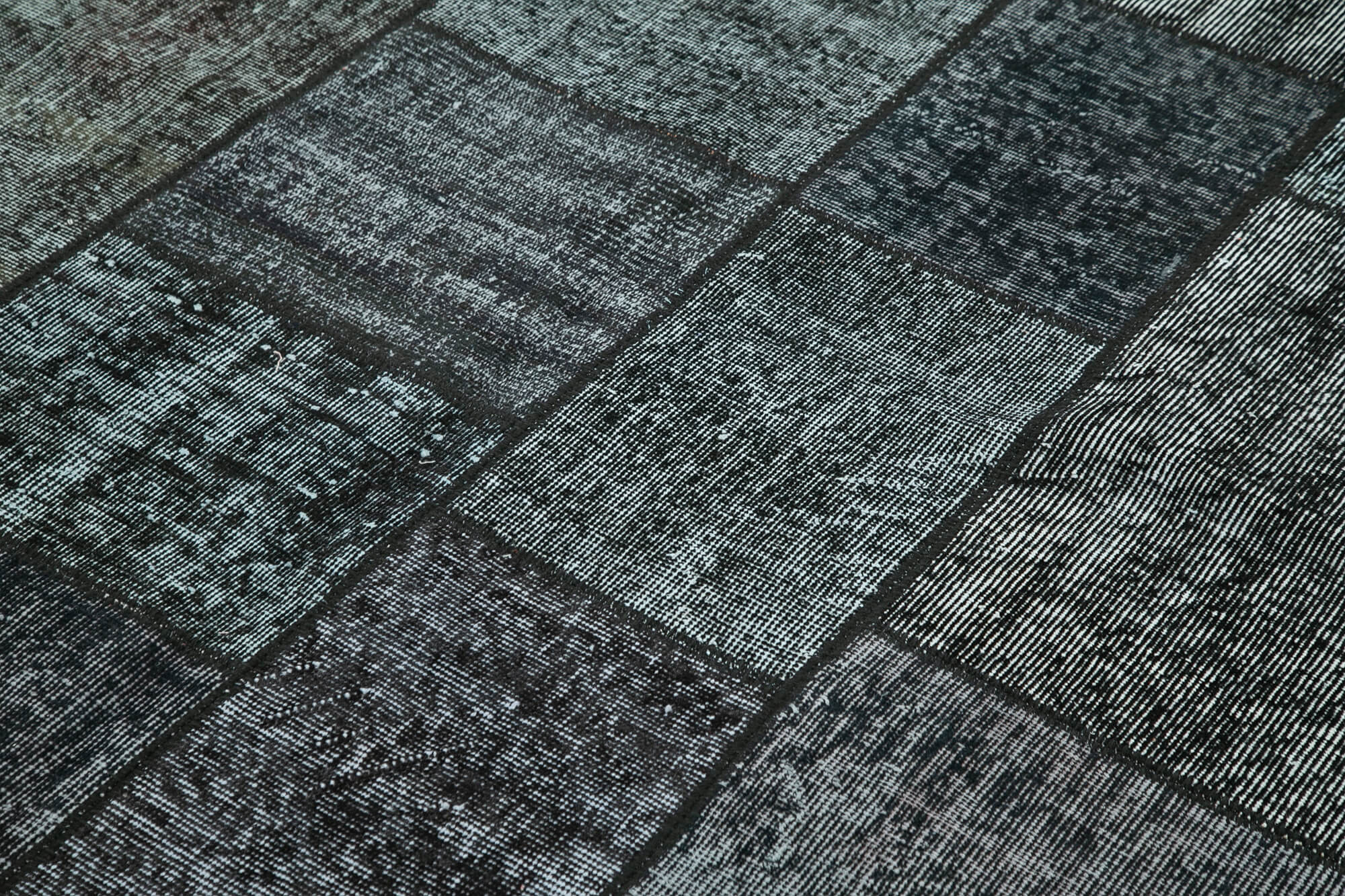 Hand-knotted turkish vintage 172 cm x 243 cm black patchwork rug