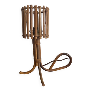 Lampe de chevet vintage - bambou rotin