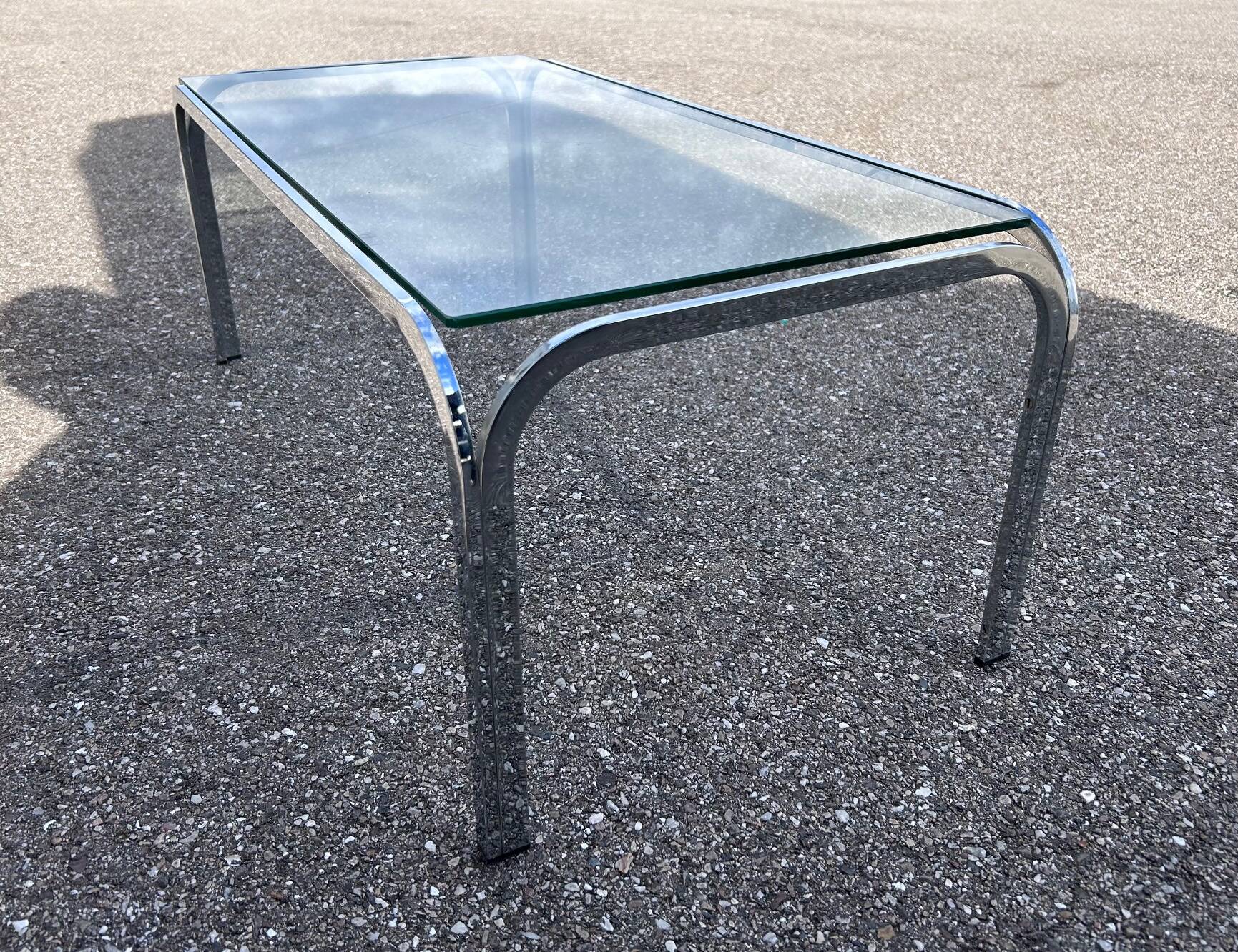 chrome and glass coffee table 1970