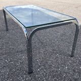 chrome and glass coffee table 1970