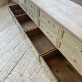 XXL walnut trade counter with multiple drawers