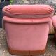 Pair of pink tufted velvet frog chairs from the 1970s.