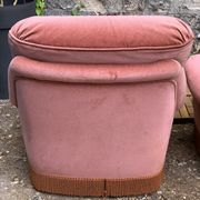 Pair of pink tufted velvet frog chairs 1970