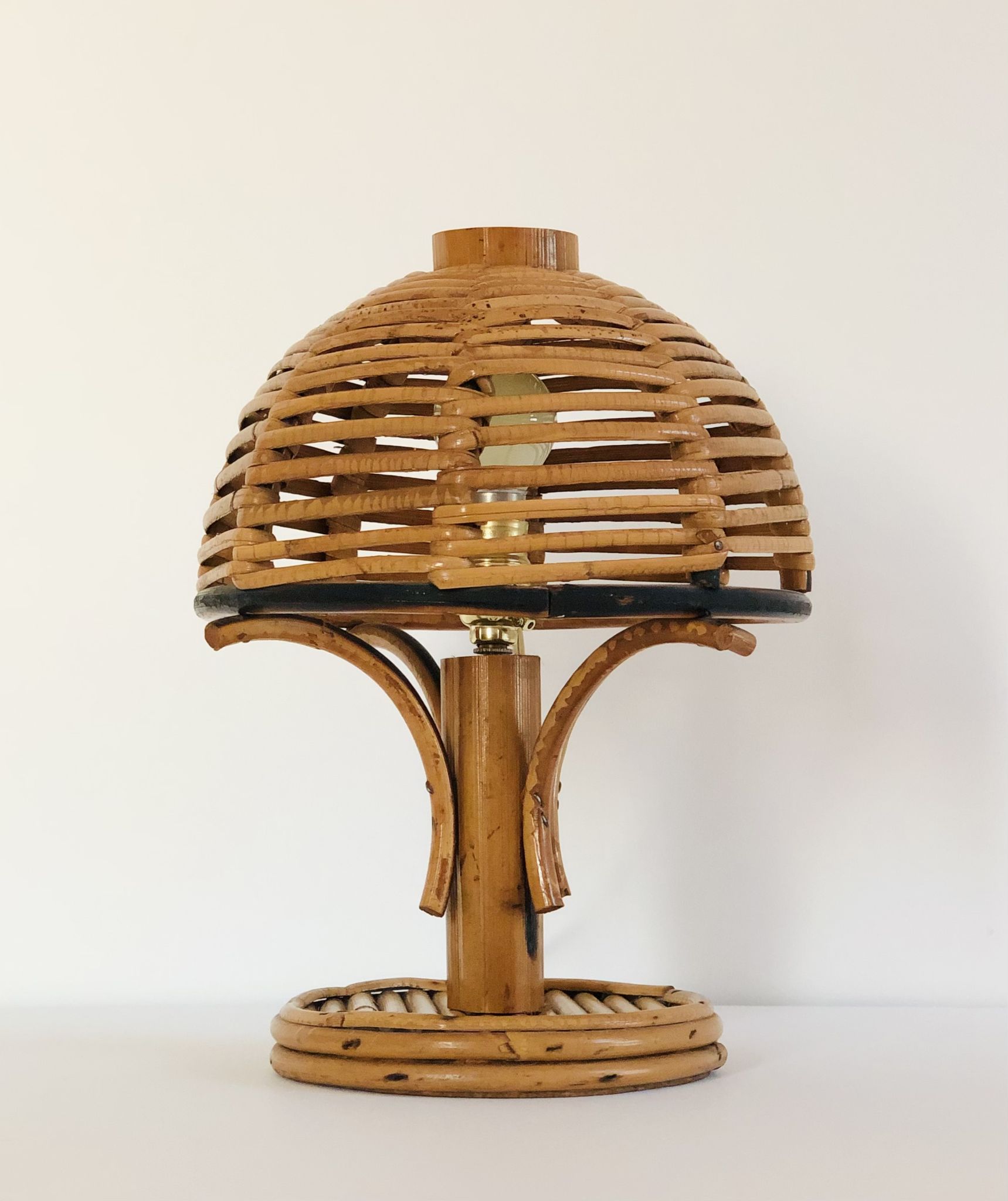 Rattan table lamp, Italy 60s