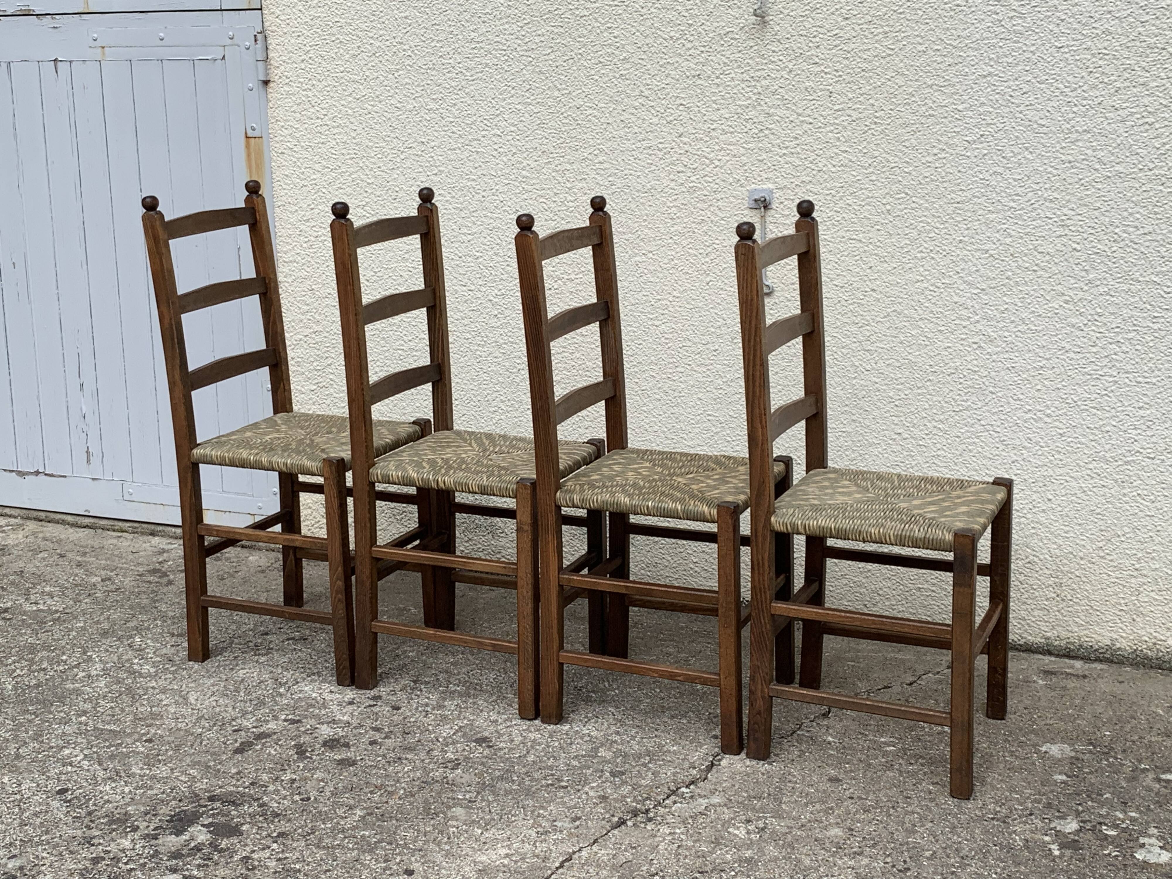 Two-tone straw chairs 1950