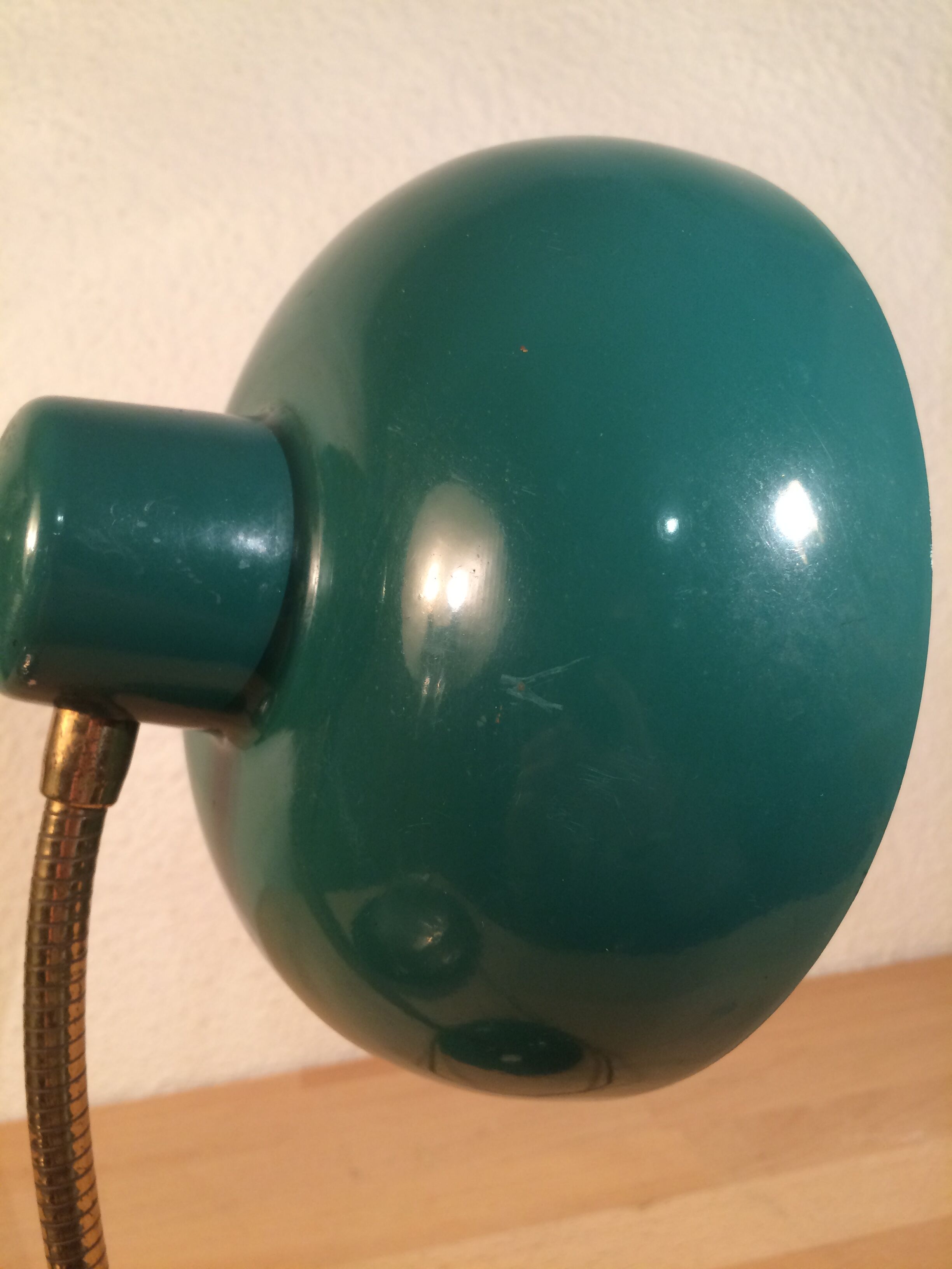Green flexible desk lamp, 50s,vintage metal
