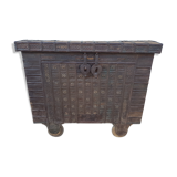 Old Vintage Indian Box on Wooden Wheels Early 20th S