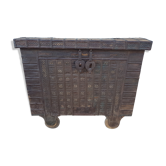 Old Vintage Indian Box on Wooden Wheels Early 20th S