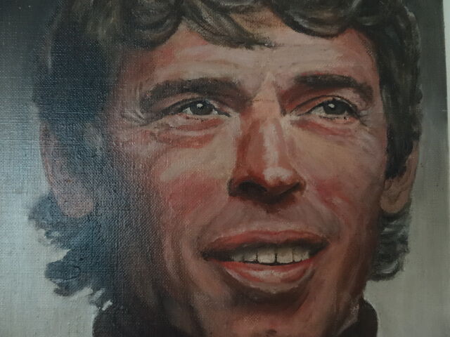 Portrait oil on canvas Jacques Brel