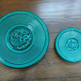 Emerald green coaster with duck pattern