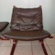 Fauteuil Ingmar Relling chauffeuses et Ottoman bois vintage scandinave
