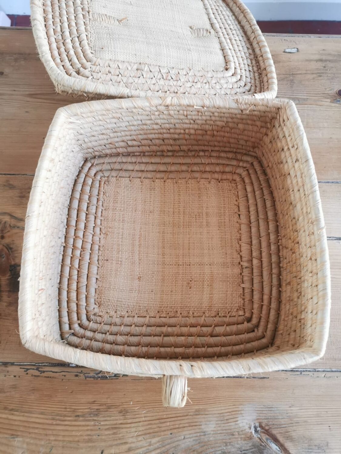 Vintage wicker suitcase