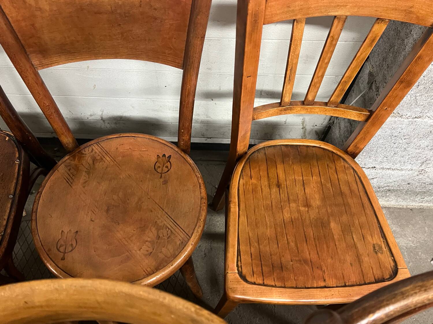 11 antique bistro chairs and a stool (thonet/Fischel/Baumann)