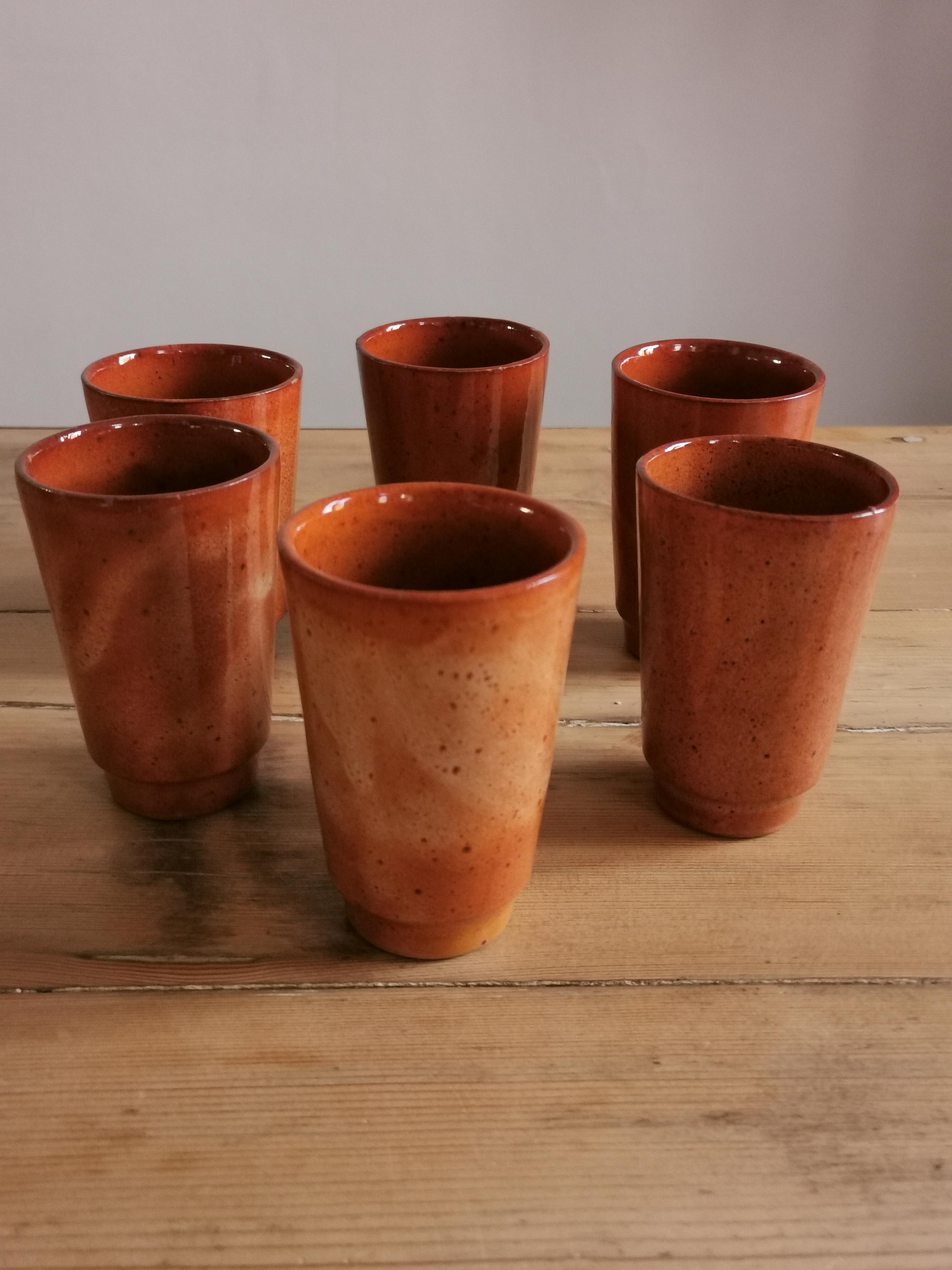 Set of 6 sandstone cups