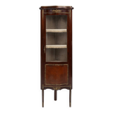 Vitrine d'angle de style Louis XV avec verre bombé, vers 1950