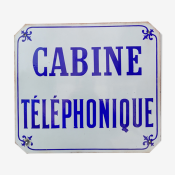 Old enamelled plate "telephone booth"
