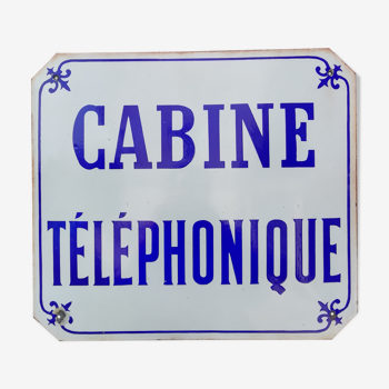 Plaque émaillée ancienne "cabine téléphonique"