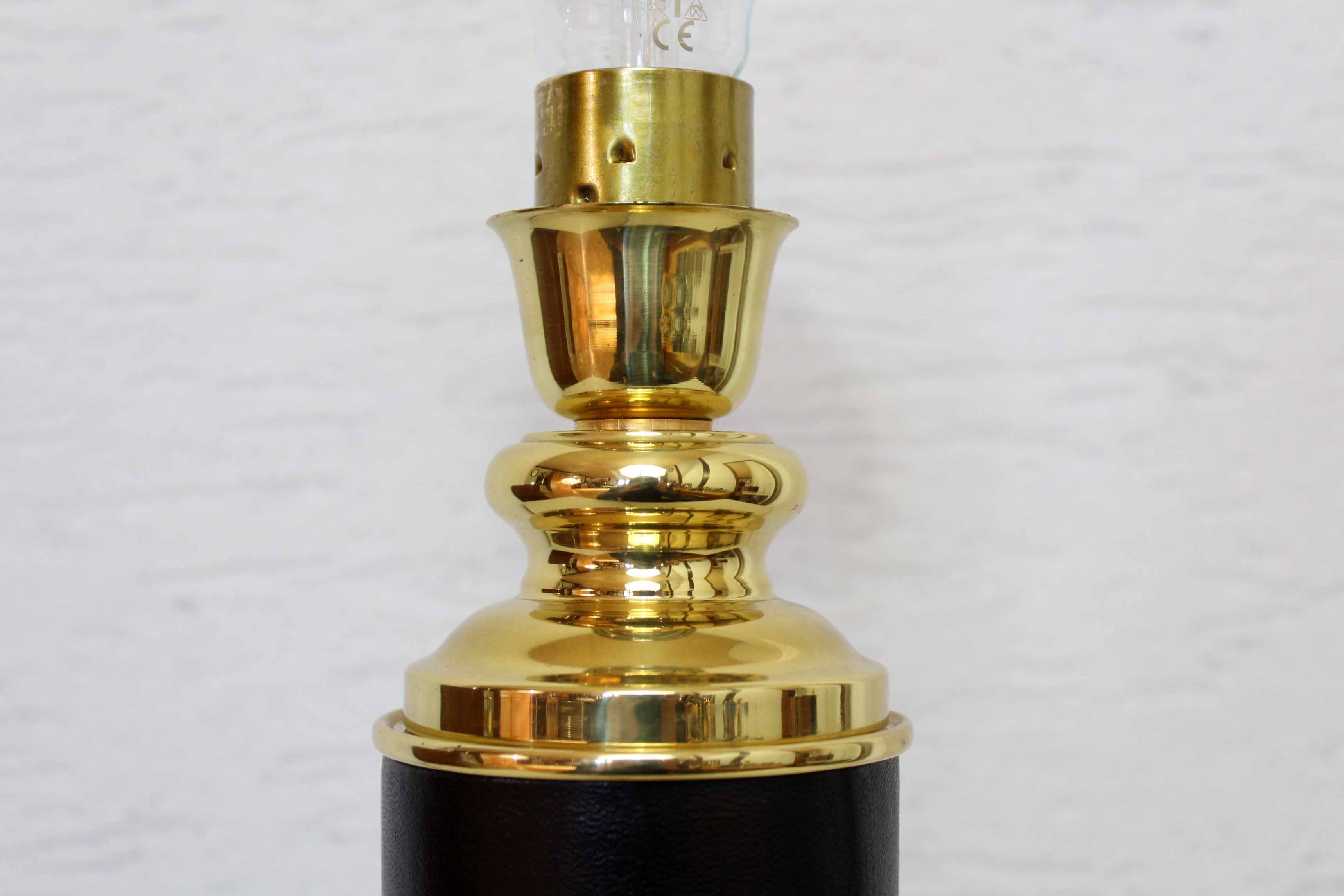 Table lamp Le Dauphin leather and brass