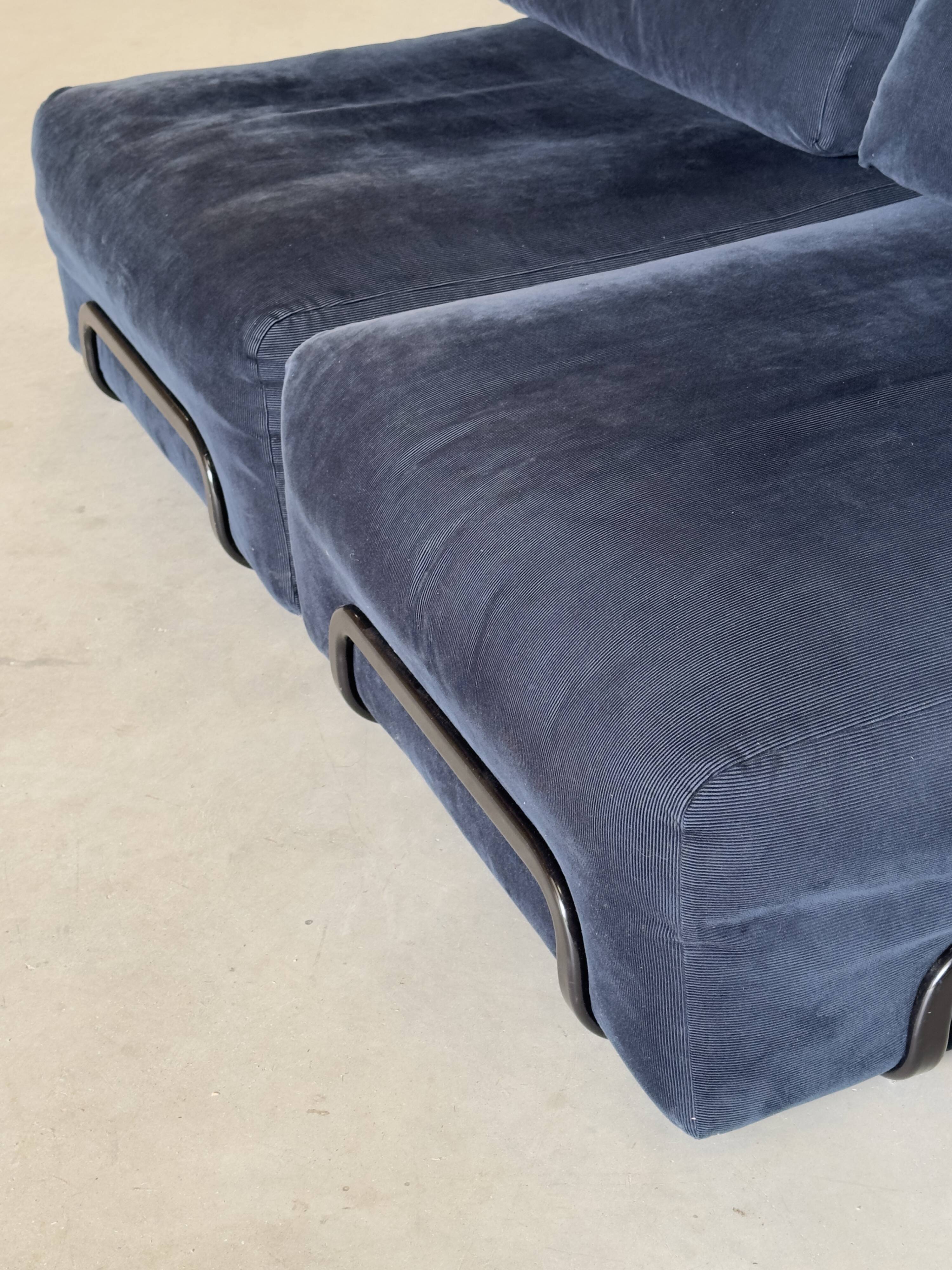 Canapé modulaire vintage en velours bleu nuit – 2 modules