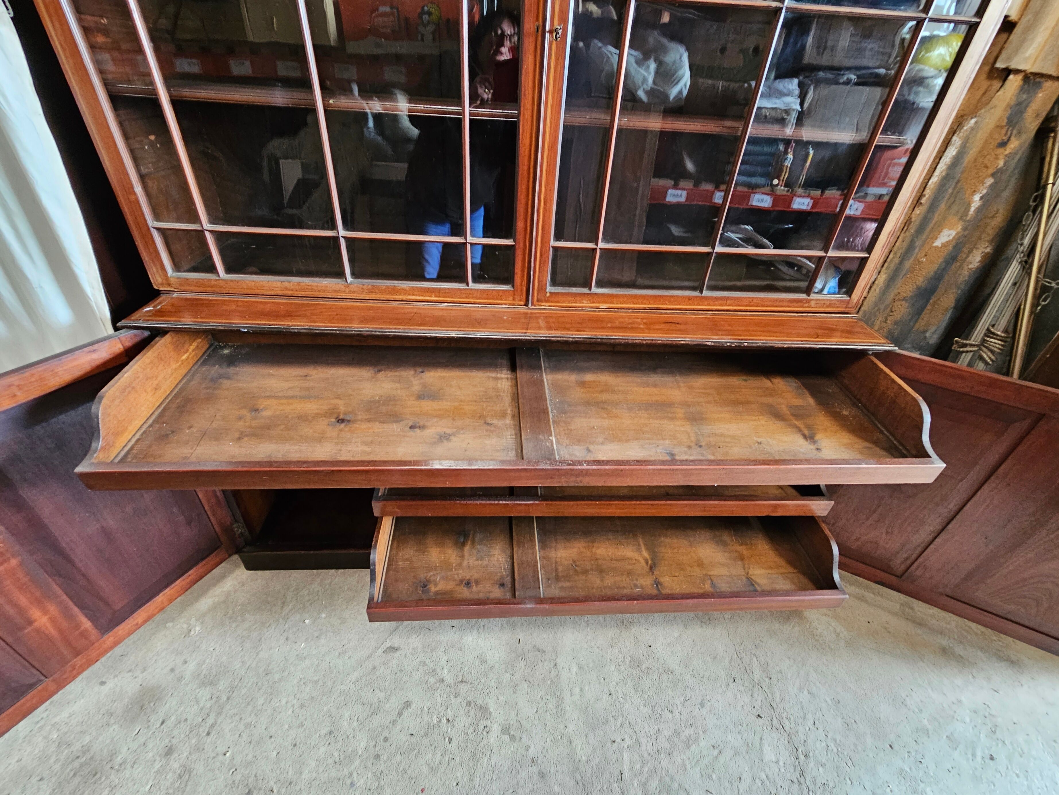 English mahogany bookcase with drawers