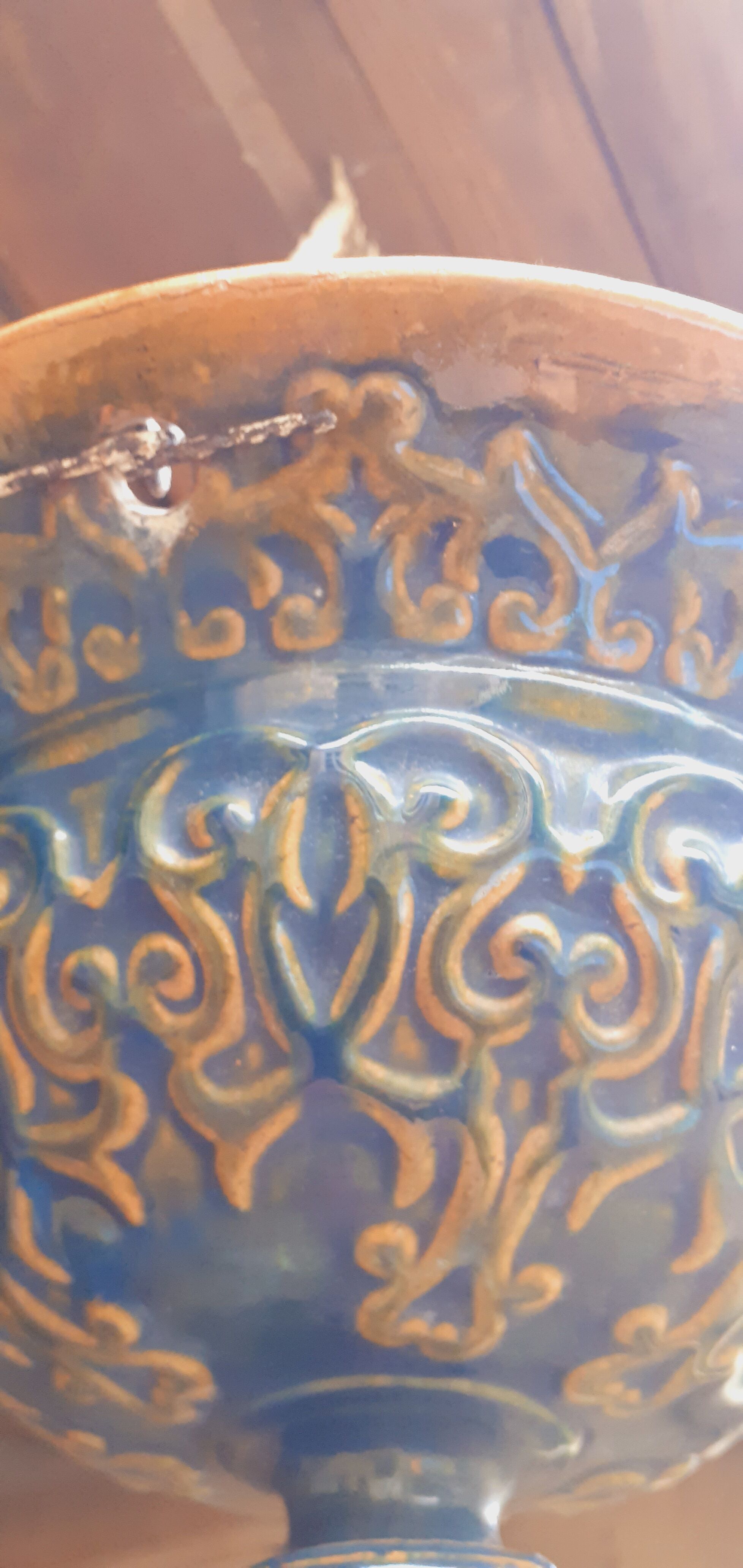 Hanging planter in glazed terracotta late nineteenth