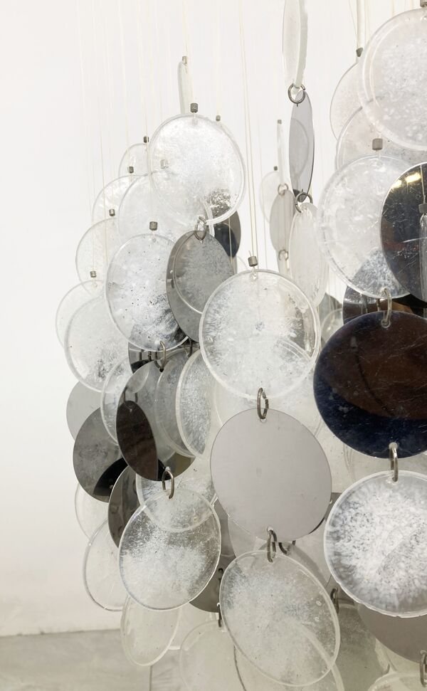 Lustre en verre du milieu du siècle, années 1970