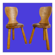 Pair of brutalist tripod chairs