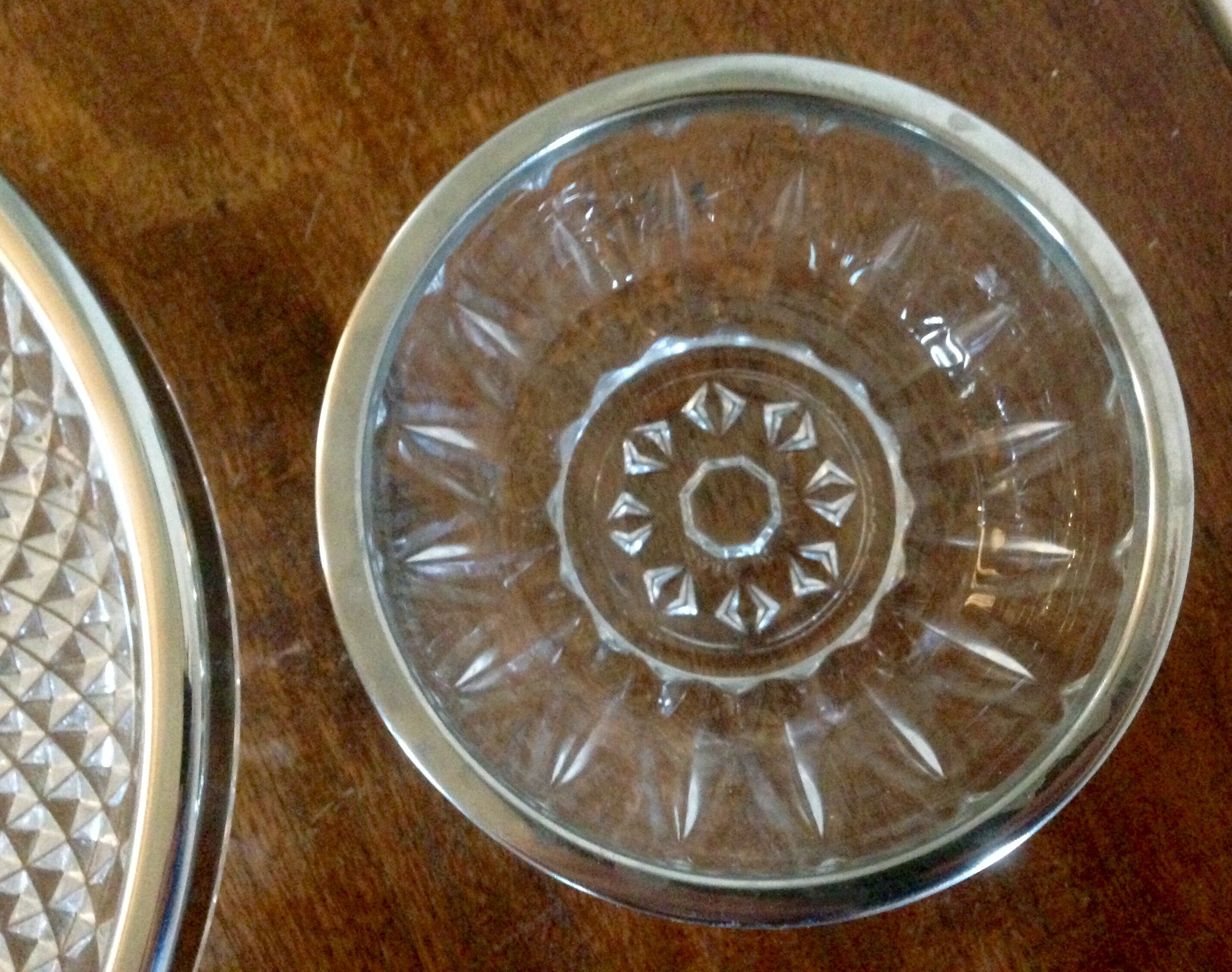 Dishes and ramekins chiseled glass and silver metal
