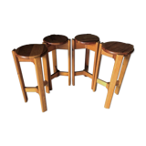 Suite of 4 1970 pine stools with wings