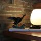 Art Deco lamp decorated with a flying duck, marble base, 1930s.
