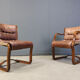Asko Pajamies vintage leather plywood chairs from Finland, set of 6 - 1970s