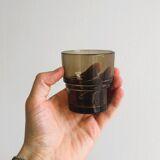 Set of 8 vintage thick smoked glass glasses